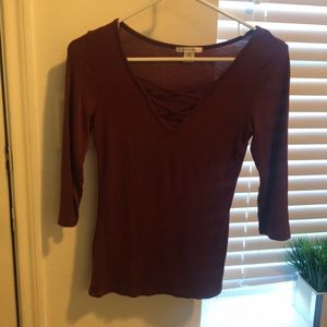Maroon Criss Cross Shirt